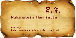 Rubinstein Henrietta névjegykártya